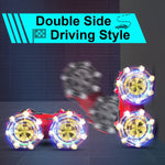 360° Rotating RC Stunt Car for 3-12 Yr Boys Girls, LED 4WD 2.4Ghz Remote Control Toy Cars Drift Twist Car with Colorful Lights and Music