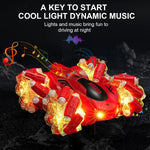 360° Rotating RC Stunt Car for 3-12 Yr Boys Girls, LED 4WD 2.4Ghz Remote Control Toy Cars Drift Twist Car with Colorful Lights and Music