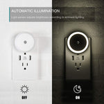LED Night Light Plug in White Nightlight Dusk to Dawn Sensor Smart Wall Night Light for Bathroom, Bedroom, Home, Kitchen, Hallway, Energy Efficient, Round, 2 Pack