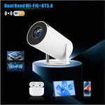2024 MINI Advanced Portable 4K Projector, 1280*720 Resolution, Android 11, Bluetooth 4.0, Wifi 6, 200" Projection Screen, Automatic Keystone Correction, Stereo Sound, 180 Degree Flip, Wireless Remote Control, Perfect for Movies and Meetings Audio Space