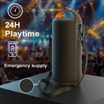 Portable Bluetooth Speaker, IPX6 Waterproof, Black Wireless Speaker with LED Light, 24H Ultra-Long Playtime