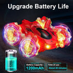 360° Rotating RC Stunt Car for 3-12 Yr Boys Girls, LED 4WD 2.4Ghz Remote Control Toy Cars Drift Twist Car with Colorful Lights and Music
